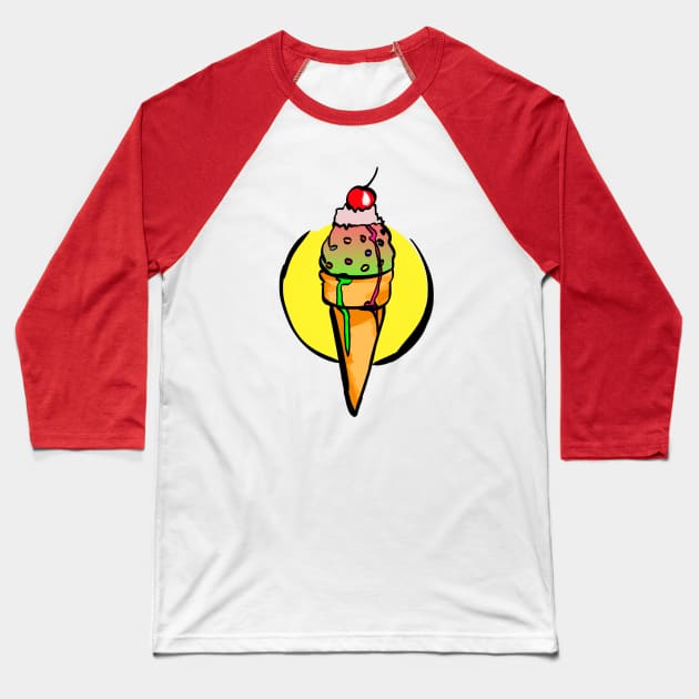 Ice Cream Baseball T-Shirt by @akaluciarts